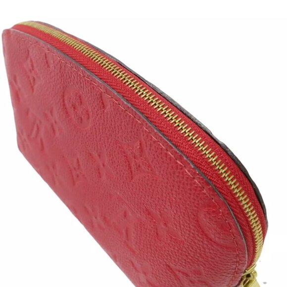 LOUIS VUITTON Pochette Cosmetic Pouch Red Leather - Picture 4 of 12